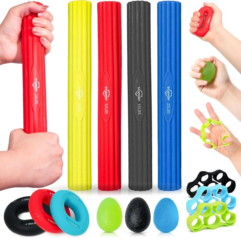 DICYWUDI Flex Therapy Bar and Grip Strength Trainers Set, Physical Therapy & Resistance Bar for Golfers Elbow,Tendinitis,Wrist,Forearms Pain, Improve Grip Strength and Relieve Pain - Image 1
